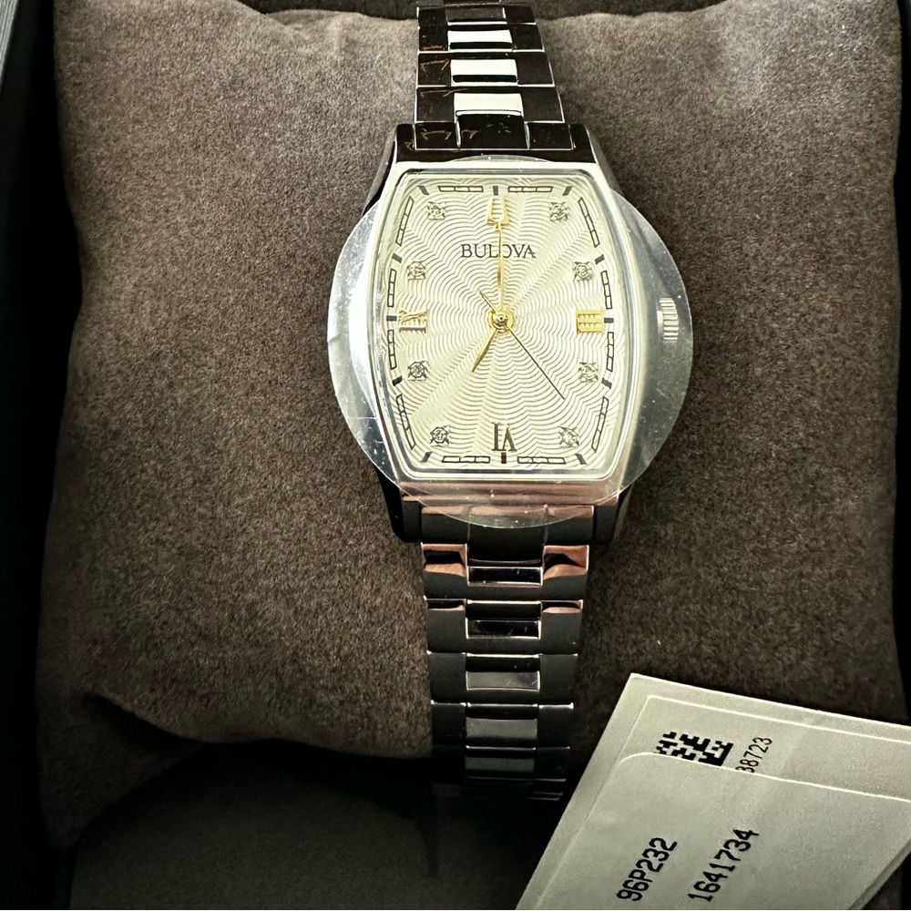Bulova Women's Watch 96P232 Diamond Dial Silver Stainless Steel Quartz
